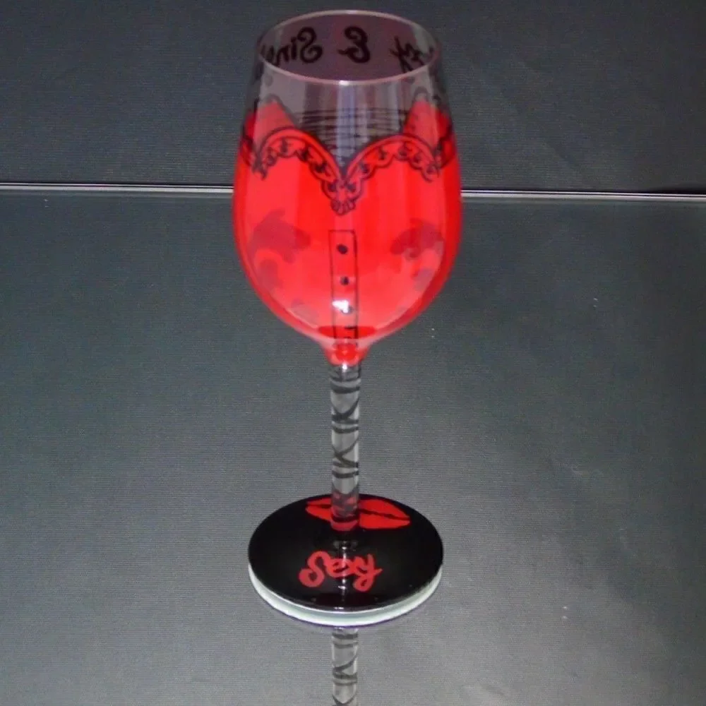 Sexy and Single Wine Glass Hand Painted Barware